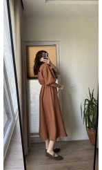 Becca Müslin Kumaş Elbise Kiremit