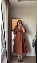 Becca Müslin Kumaş Elbise Kiremit