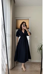 Becca Müslin Kumaş Elbise Lacivert 3008