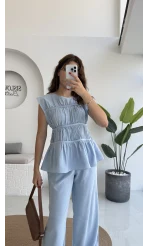 Begonia Gipeli Kat Detay Takım - Bebe Mavisi