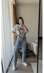 Bel Pembe Detay Jean