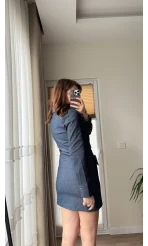 Belden Tokalı Denim Elbise