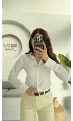 Bele Oturan Gömlek Beyaz 34079