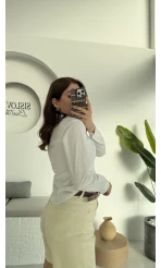 Bele Oturan Gömlek Beyaz 34079