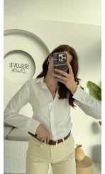 Bele Oturan Gömlek Beyaz 34079