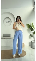 Beli İpli Pantolon - Mavi - 4019