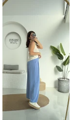 Beli İpli Pantolon - Mavi - 4019