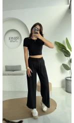 Beli İpli Pantolon - Siyah - 4019