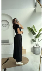 Beli İpli Pantolon - Siyah - 4019