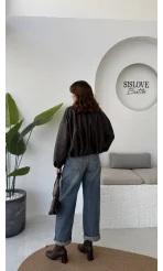 Beli Kemerli Deri Ceket - Kahve - Kod: 3137