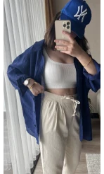 Beli Lastlikli Gabardin Pantolon
