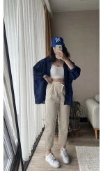 Beli Lastlikli Gabardin Pantolon