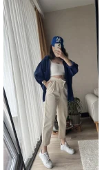 Beli Lastlikli Gabardin Pantolon