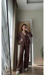 Bella Müslin Nakışlı Takım Acı Kahve