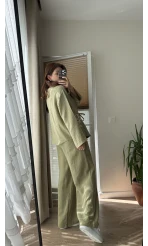 Bella Müslin Nakışlı Takım Haki
