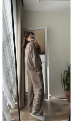 Bella Müslin Nakışlı Takım Vizon