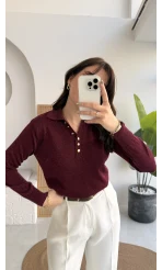 Bella Simli Uzun Kol Kazak - Bordo - Kod: 251133