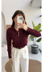 Bella Simli Uzun Kol Kazak - Bordo - Kod: 251133