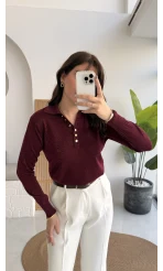 Bella Simli Uzun Kol Kazak - Bordo - Kod: 251133