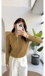 Bella Simli Uzun Kol Kazak - Haki - Kod: 251133