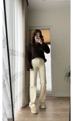 Bellamo Straight Krem Jean Pantolon