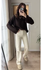 Bellamo Straight Krem Jean Pantolon