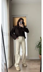 Bellamo Straight Krem Jean Pantolon