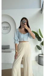 Belle Madonna Yaka Bluz - Bebe Mavisi - 2064