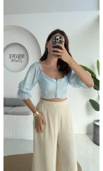 Belle Madonna Yaka Bluz - Bebe Mavisi - 2064