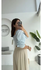 Belle Madonna Yaka Bluz - Bebe Mavisi - 2064