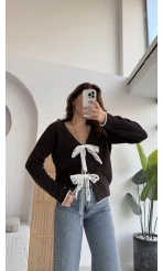 Bellora Fiyonk Triko Hırka - Acı Kahve - KOD:9056