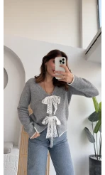 Bellora Fiyonk Triko Hırka - Gri - KOD:9056