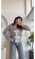 Bellora Fiyonk Triko Hırka - Gri - KOD:9056