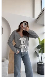 Bellora Fiyonk Triko Hırka - Gri - KOD:9056