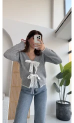 Bellora Fiyonk Triko Hırka - Gri - KOD:9056