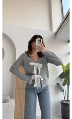 Bellora Fiyonk Triko Hırka - Gri - KOD:9056