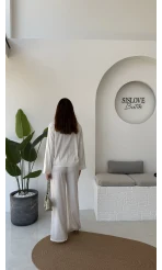 Bennet Serisi Saten Gömlek - Beyaz - Kod: 2142