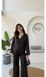 Bennet Serisi Saten Gömlek - Siyah - Kod: 2142