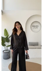 Bennet Serisi Saten Gömlek - Siyah - Kod: 2142