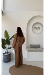 Bennet Serisi Saten Gömlek - Taba - Kod: 2142