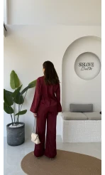 Bennet Serisi Saten Pantolon - Bordo - Kod: 4027