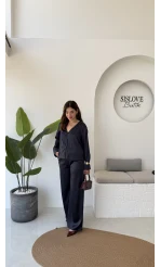 Bennet Serisi Saten Pantolon - Lacivert - Kod: 4027