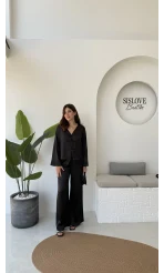 Bennet Serisi Saten Pantolon - Siyah - Kod: 4027