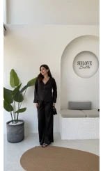 Bennet Serisi Saten Pantolon - Siyah - Kod: 4027