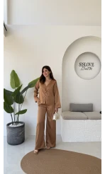 Bennet Serisi Saten Pantolon - Taba - Kod: 4027