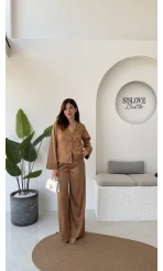 Bennet Serisi Saten Pantolon - Taba - Kod: 4027