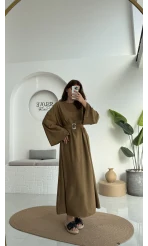 Berlin Kuşaklı Uzun Elbise - Yeşil - 6031