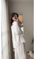 Berma Kendinden Çizgili Gömlek Beyaz