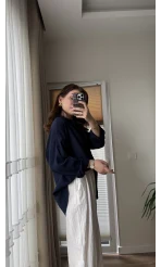 Berma Kendinden Çizgili Gömlek Lacivert