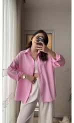 Berma Kendinden Çizgili Gömlek Pembe